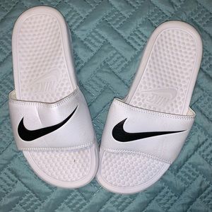 White WOMENS Nike slip on sandals size 5